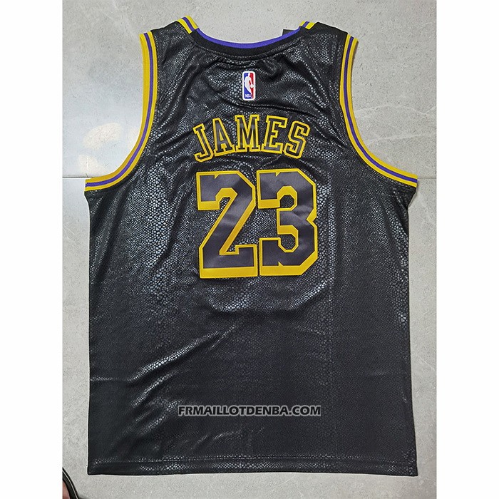 Maillot Los Angeles Lakers LeBron James NO 23 Crenshaw Black Mamba Noir